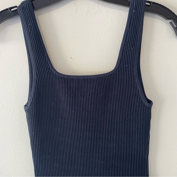 Babaton Blue Sculpt Rib Knit Notch Mini Dress 37604 - Picture 4 of 11